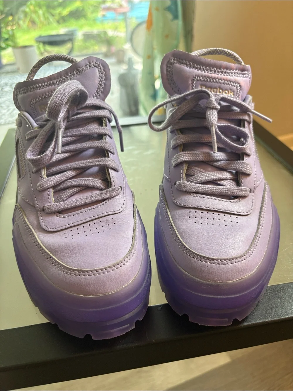 Reebok Cardi B  Women's Lavender Lilac Platform Sneakers